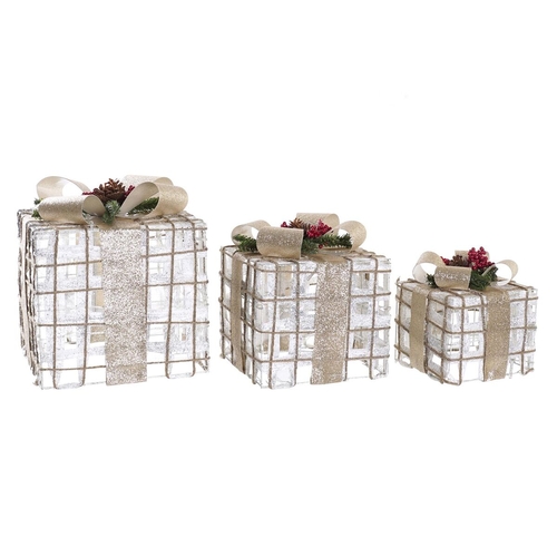 Set of decorative boxes DKD Home Decor LED White Golden Red Green 25 x