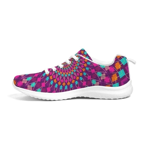 Womens Sneakers - Purple Kaleidoscope Style Canvas Sports Shoes / Runn