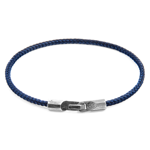 Navy Blue Talbot Silver and Rope Bracelet 