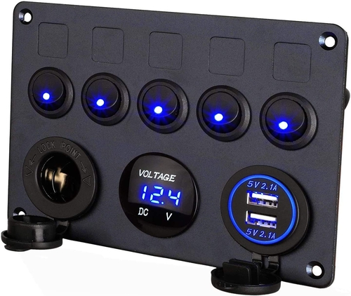 12 V/24 V Switch Panel Switch Panel with Dual USB Charger