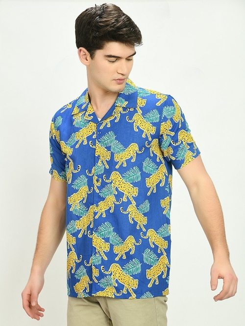 Tropical Printed Casual Shirt (Size-M) (Color-LIGHT BLUE)