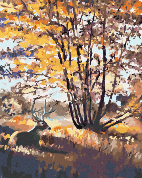 Zuty - Paint by Numbers - DEER BY A TREE (D. RUSTY RUST), 40x50 cm