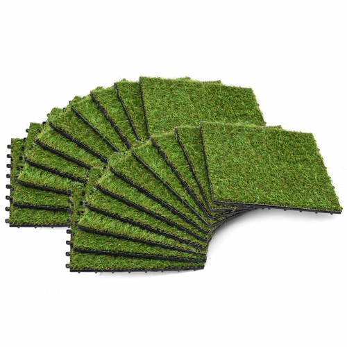 Artificial Grass Tiles 20 pcs 11.8"x11.8" Green