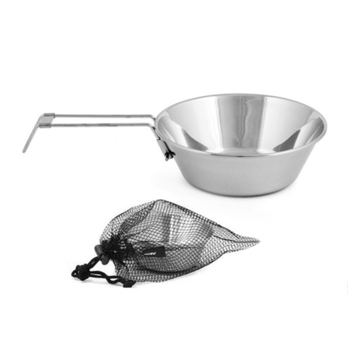 Stainless Steel Bowl With Foldable Handle Outdoor