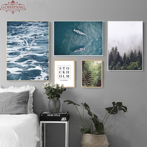 Canvas Painting Nordic SeaForest