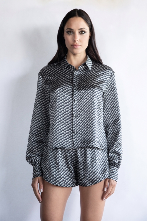 BLACK REPTILE 100% SILK PRINTED PAJAMA SET