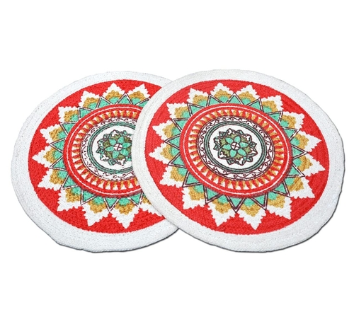 Braided Cotton Printed Design Placemat Best for Bed-Side Table/Center