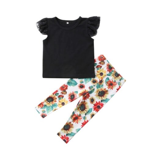 Casual Lace Kid Baby Girl Flower Top  Sleeveless T