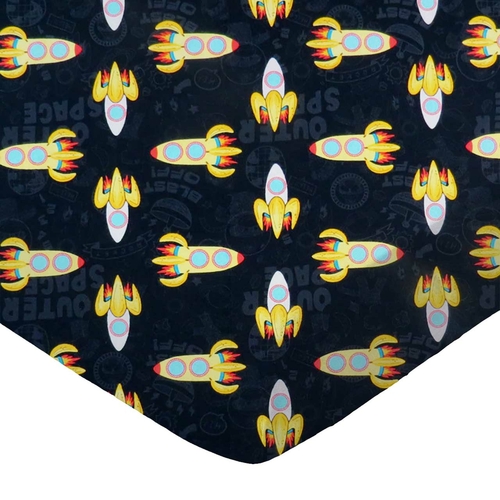 SheetWorld Fitted Crib Sheet - 100% Cotton Woven - Outer Space, Made