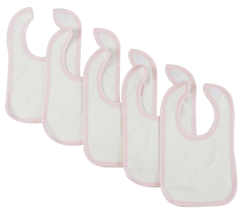 Main Bambini 1024-W-P-5 12.25 x 7.5 in. Infant Bib, White & Pink - Pack image