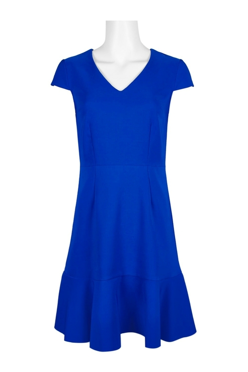 Betsey Johnson V-Neck Cap Sleeve A-Line Flutter Solid Zipper Back