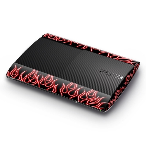 DecalGirl SPSS-NFLAMES-RED Sony Playstation 3 Super Slim Skin - Red Ne