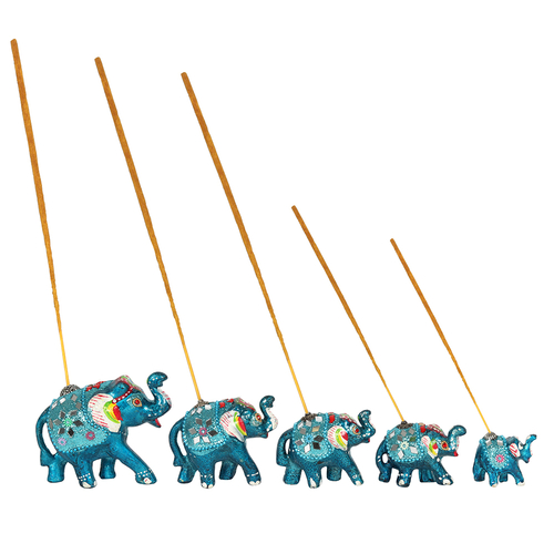 Set of 5 Turquoise Elephant Incense Burners