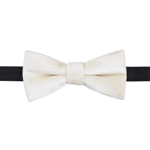 Plain Velvet Pre-Tied Bow Tie - Ivory