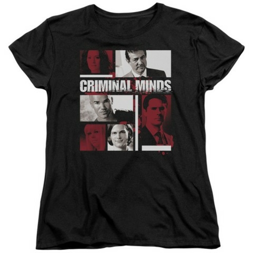 Trevco Criminal Minds-Character Boxes - Short Sleeve Womens Tee - Blac