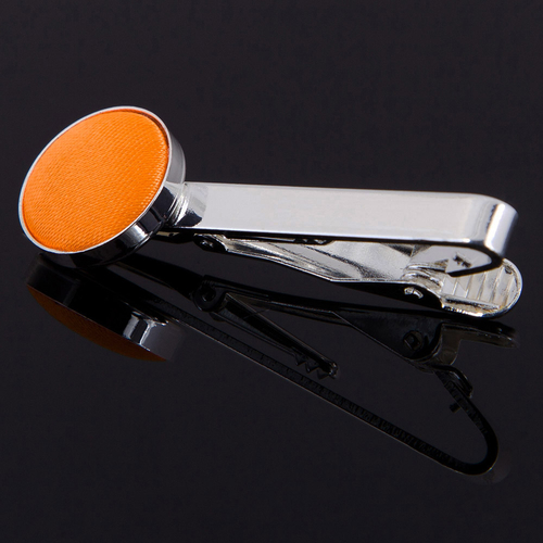 Plain Satin Tie Clip - Fluorescent Orange