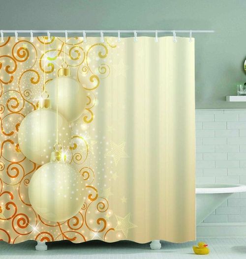 Cream Color Christmas Balls Ornaments Shower Curtain