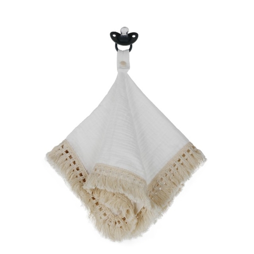 Doodalou Muslin Boho Pacifier Blanket - White