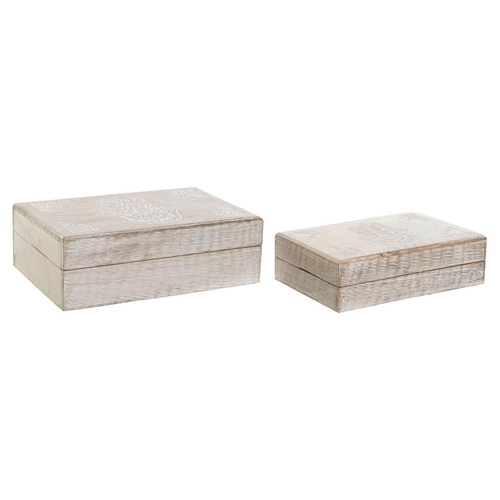 Set of decorative boxes DKD Home Decor Mango wood 25 x 17 x 8 cm