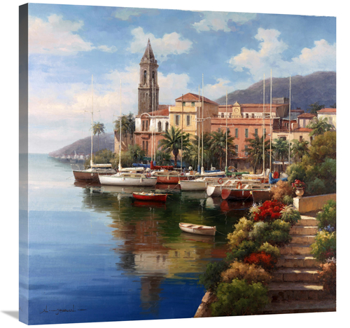 Global Gallery GCS-133484-3030-142 30 x 30 in. Mediterranean Harbor Ar