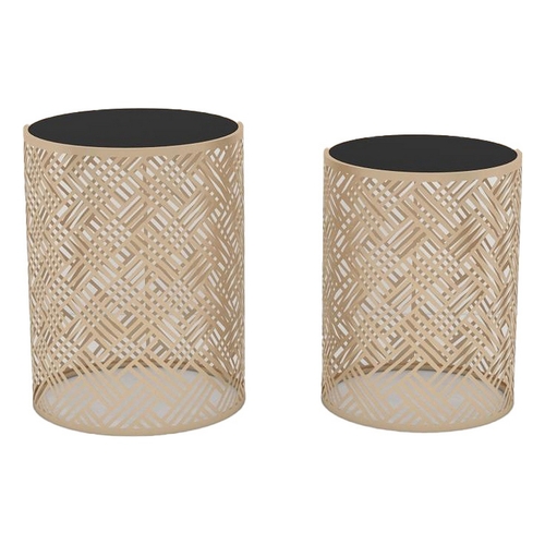 Set of 2 tables DKD Home Decor Small Side Table Black Golden 42 x 42 x