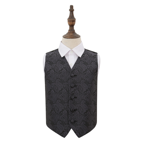 Paisley Waistcoat - Boys - Charcoal Grey, 32'