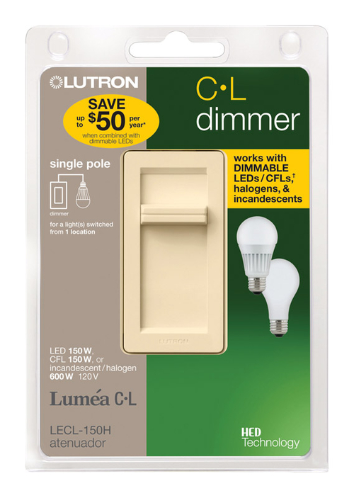 Lutron 3909520 Lumea -CL Light Almond 150 watts Slide Dimmer Switch