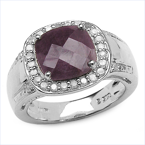 4.87 Carat Genuine Ruby & White Topaz .925 Sterling Silver Ring