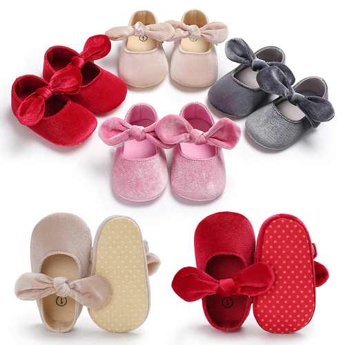 Infant toddler first walker shoes flock baby girls