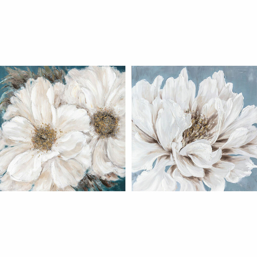 Painting DKD Home Decor 80 x 2,4 x 80 cm 80 x 3,5 x 80 cm Flowers