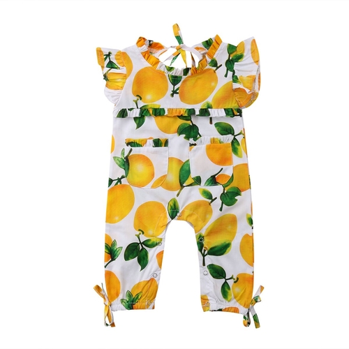 Infant Newborn Baby Girls Lemon Romper