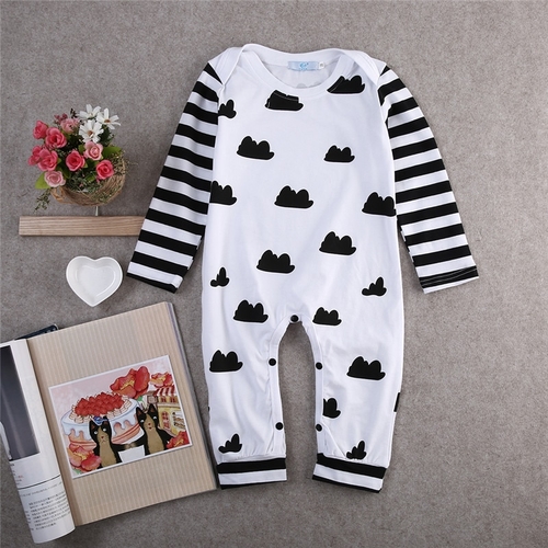 New Born Cloud Cartoon Print Cotton Rompers Boy