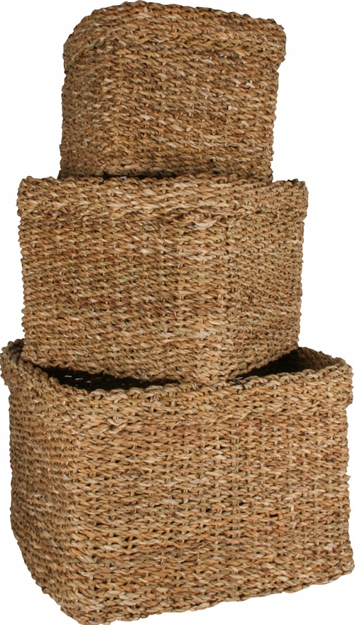 Sea Grass Square Storage Basket (Set Of 3)