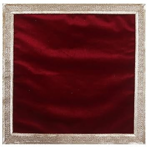 Red Velvet Cloth With Golden Shinny Border, Aasan Pooja Puja Cloth