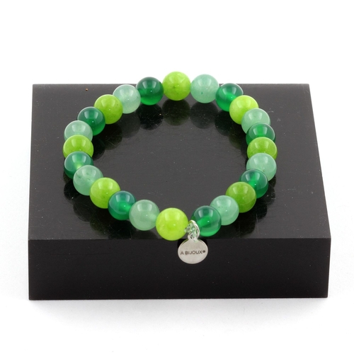 Aventurine + Peridot + Green Agate Bracelet 8 mm Beads.