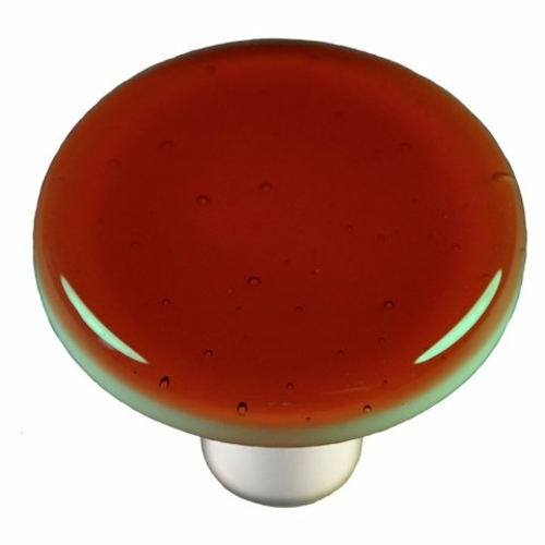 Hot Knobs HK1006-KRA Sunset Coral Round Glass Cabinet Knob - Aluminum