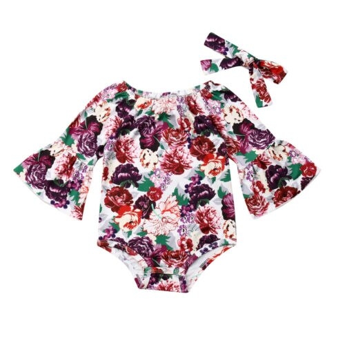 Pudcoco Sweet Newborn Baby Girl Long Sleeve Floral