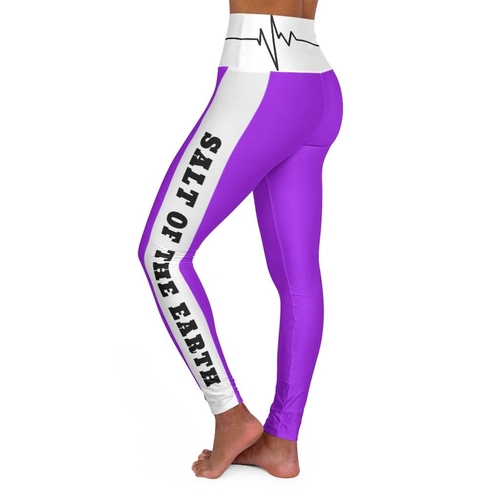 High Waisted Yoga Leggings - Purple Salt of the Earth Matthew 5:13