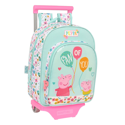 School Rucksack with Wheels Peppa Pig Cosy corner Light Blue (26 x 34