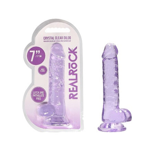 RealRock Crystal Clear Realistic 7 in. Dildo With Balls and Suction