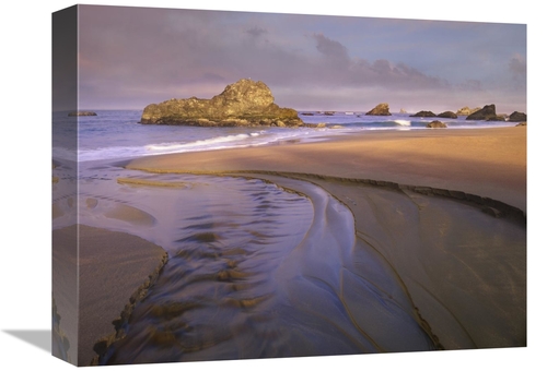 12 x 16 in. Creek Flowing Into Ocean at Harris Beach State Park, O