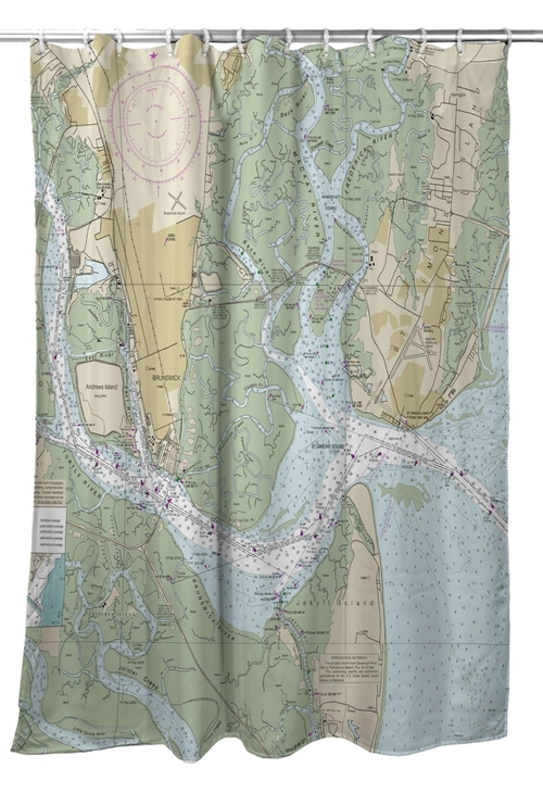 Betsy Drake SH11506 St Simons Sound, GA Nautical Map Shower Curtai