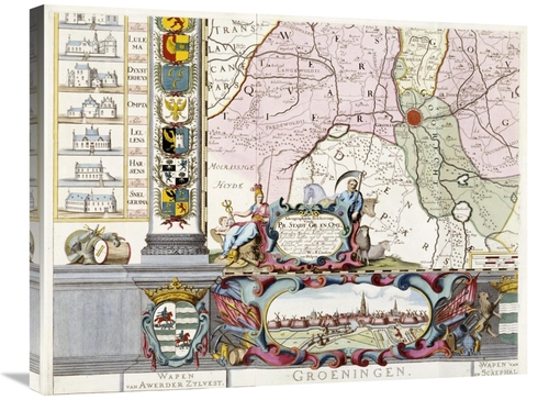 Global Gallery GCS-267495-30-142 30 in. Large Wall Map of Groningen W 