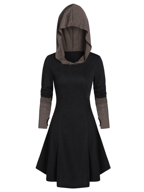  Gothic Women Dresses 2019 Hooded Glove