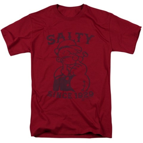 Trevco Popeye-Salty Dog Short Sleeve Adult 18-1 Tee, Scarlet-Cardi