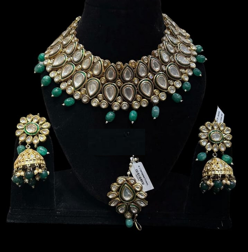 Alloy Gold-plated Green Jewel Set