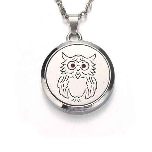 Silver fashion owl Aroma Diffuser Necklace Perfume