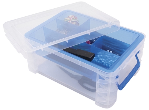 Super Stacker Divided Supply Box, Clear - 14.5 x 10.5 x 6.5 in.