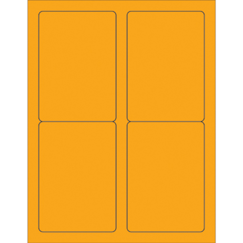 Box Partners LL176OR 3.5 x 5 in. Fluorescent Orange Rectangle Laser La