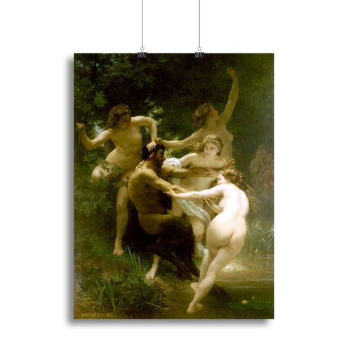 Nymphs and Satyr By Bouguereau Canvas Print or Poster